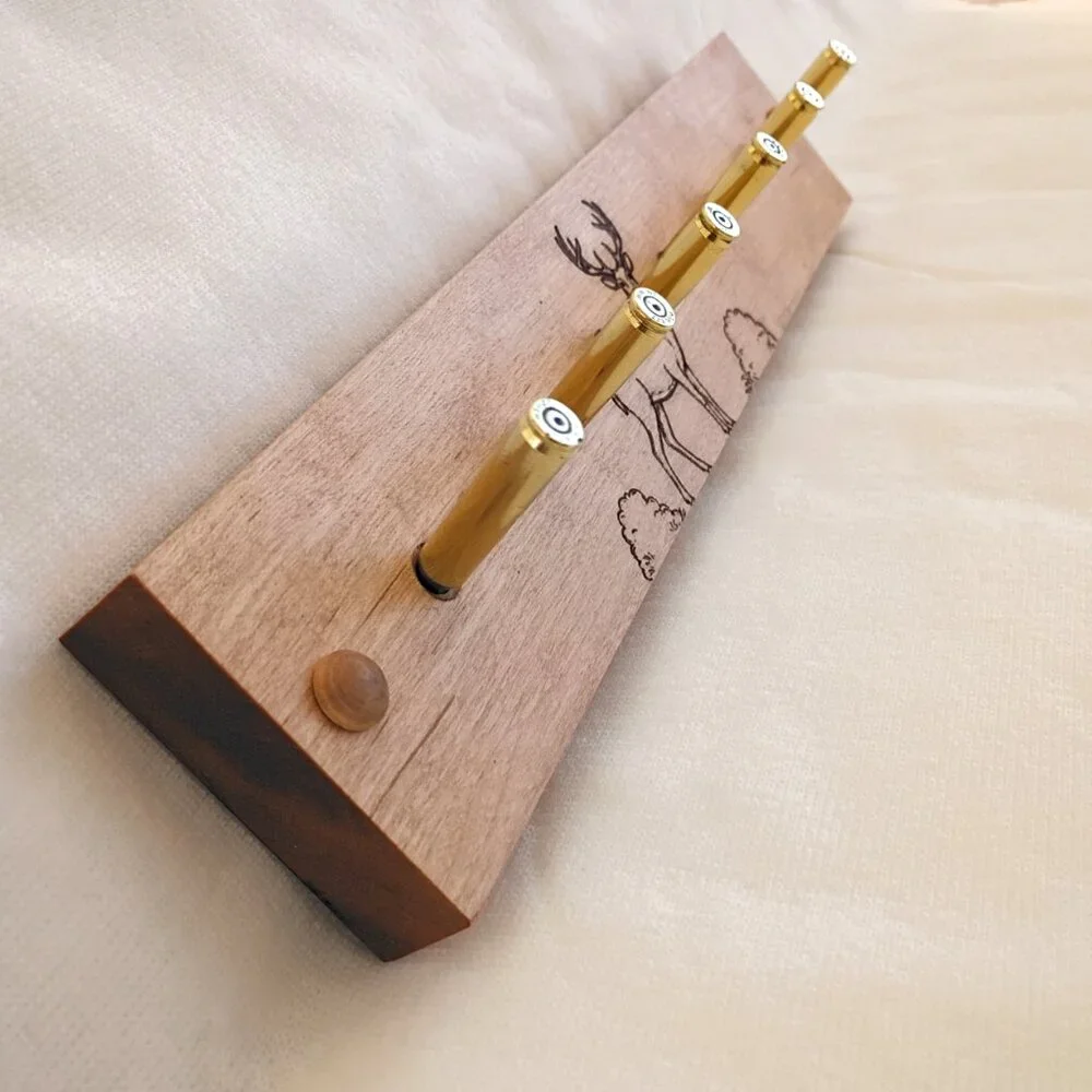 Handmade Buck Deer Key Holder Maple Wood + Polished .223 Casings | Hunter’s Den